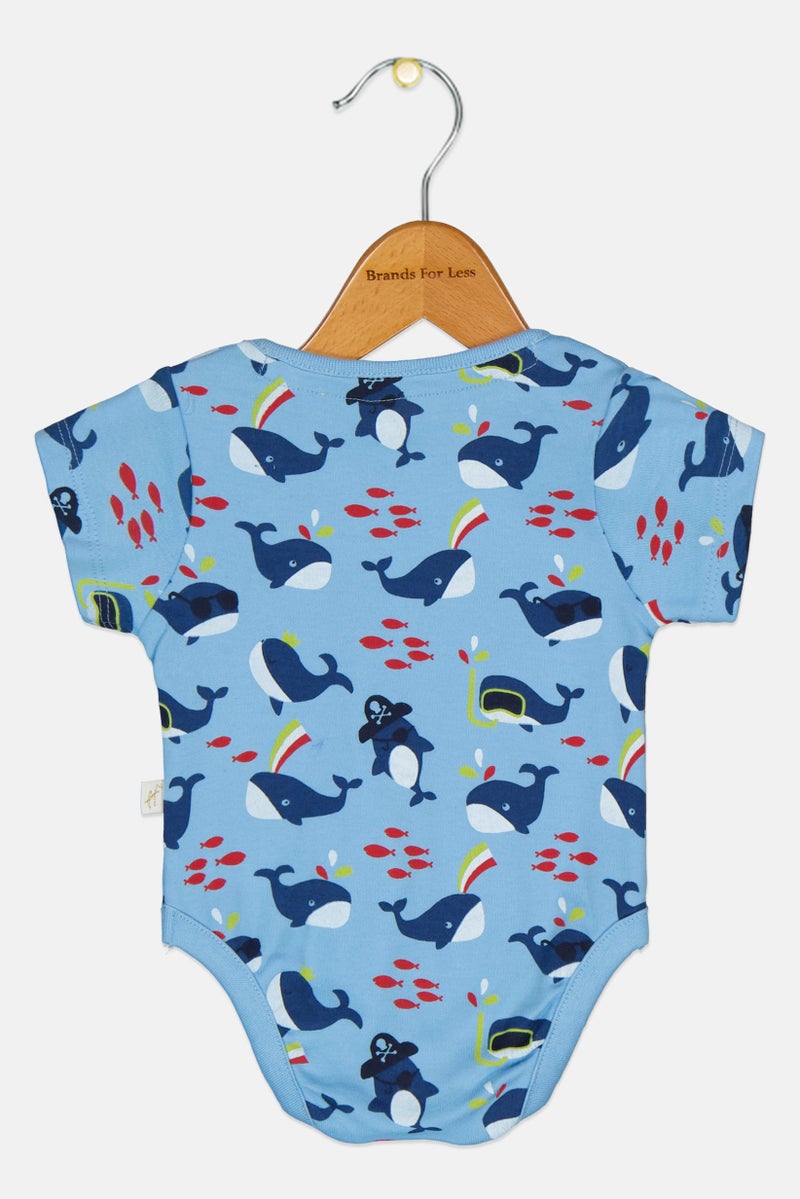 Hamleys Toddlers Boy Allover Print Short Sleeve Bodysuit, Multicolor - Image 3
